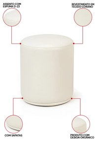 Puff Redondo Orgânico para Sala Malu Sintético PU Bege M11 - D'Rossi