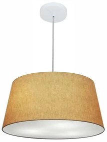 Lustre Pendente Cone Md-4050 Cúpula em Tecido 21/50x40cm Marrom - Bivolt