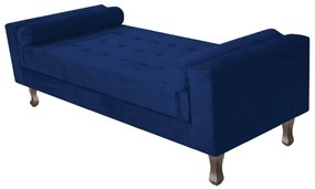 Kit Cabeceira Lady e Recamier Félix 195 cm King Size Suede Azul Marinho - ADJ Decor