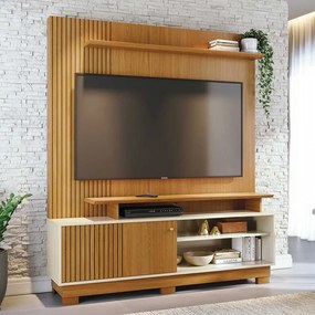 Home Theater Homero MDP 2 Prateleiras até 65 Cinamomo/OffWhite G97 - Gran Belo