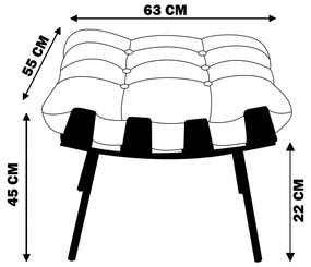 Puff Decorativo Sala de Estar Costela Couro Bege G34 - Gran Belo