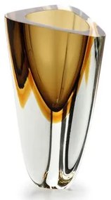 Vaso Triangular nº 3 Bicolor Fumê com Âmbar Murano Cristais Cadoro