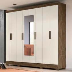 Guarda Roupa Casal com Espelho 8 Portas 236cm Ágata Z17 Castanho Wood/