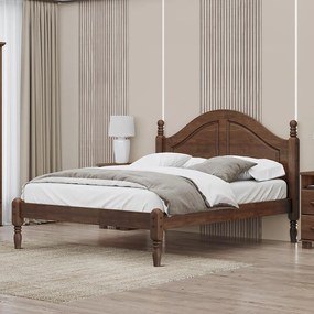 Cama de Casal Pés Toneados  Madeira Maciça Naipe Café G74 - Gran Belo