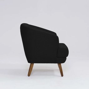 Poltrona Decorativa Milão D07 Pés Madeira Linho Preto - D'Rossi