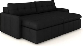 Sofá Retrátil Bipartido Sala de Estar Belém 184cm Couro Preto G52 - Gran Belo