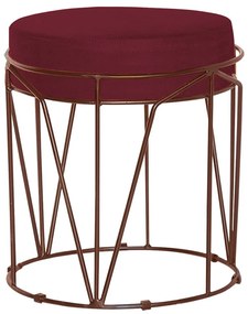 Puff Decorativo Sala de Estar Base Bronze Chloe Suede Bordô G41 - Gran Belo