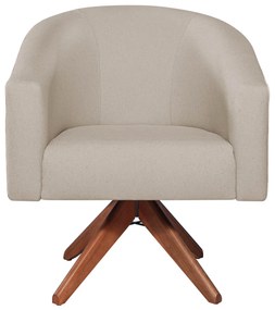 kit 02 Poltronas Luiza Base Giratória de Madeira Linho Bege - ADJ Decor