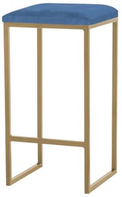 Banqueta Decorativa Billie Base Gold Suede Azul Marinho G41 - Gran Belo