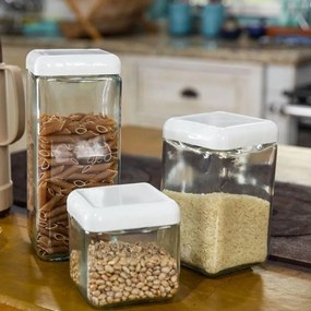 Kit 3 Potes de Vidro Tendenza 1,3L - Preto