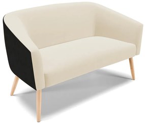 Sofá 2 Lugares Namoradeira Pé Palito Natural Stella Preto/Linho Areia D03 - D'Rossi