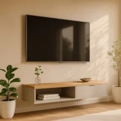 Bancada Suspensa Rack para Sala 136cm Prime L06 Nature/Off White - Mpo