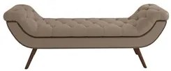Puff Recamier Calçadeira 160cm Pés Palito Madeira Vêneto P02 Linho Beg