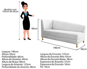 Recamier Valéria 140cm Lado Esquerdo Suede Branco - ADJ Decor