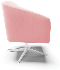 Poltrona Decorativa Giratória Cromada Stella Suede D03 - D'Rossi - Rosa Bebê