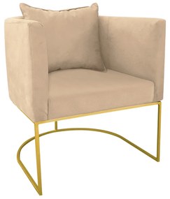 Poltrona Paola Suede Base Metálica Dourado D03 - D'Rossi Bege - Bege