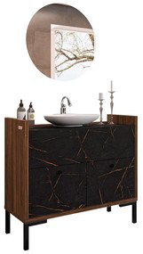 Balcão Gabinete de Banheiro Rubi 90cm com Pés de Ferro Imbuia/Preto - Vizzato - Preto