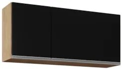Armário de Cozinha Aéreo 120cm 3 Portas Virgínia Castanho/Preto - Lumi