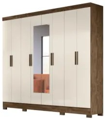 Guarda Roupa Casal com Espelho 8 Portas 236cm Ágata Z17 Castanho Wood/