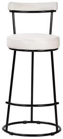 Banqueta Alta Cozinha 70cm Encosto Industrial Aço Ziria Pu S02 - D'Rossi - Off White