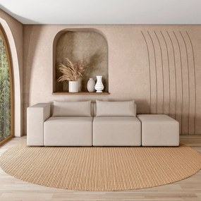 Sofá Versátil Sala de Estar Atlanta 318cm Modulado Veludo Bege G52 - Gran Belo