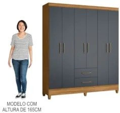Guarda Roupa Casal 6 Portas 2 Gavetas 153cm Paraná Z17 Freijó/Cinza -