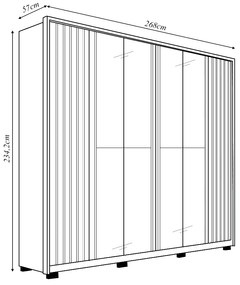 Guarda Roupa Casal Bravus 6 Portas de Bater com 4 Espelhos e 4 Gavetas MDP Buriti/OffWhite G11 - Gran Belo