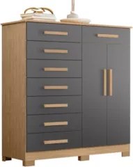 Cômoda Para Quarto 2 Portas 125cm Verona Freijó/Titanium - Albatroz