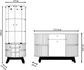 Conjunto Buffet com Cristaleira Robert/Deker Iluminação Led Gavetas MDP Calacata/OffWhite G97 - Gran Belo