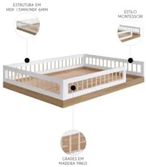 Cama Montessoriana Infantil 140cm Lumiar C06 Aveiro/Branco - Mpozenato