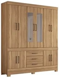 Guarda Roupa Casal 10 Portas 2 Com Espelho Elite 3 Gavetas New Murano