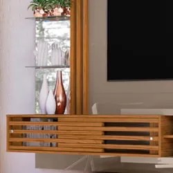 Painel Bancada Suspensa Para TV 55 Pol. Frizz Supreme Fendi/Naturale -