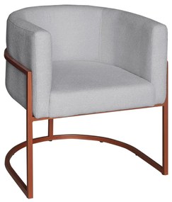 Poltrona Base Industrial Bronze Sala de Estar Lety Veludo - Prata