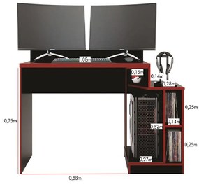 Mesa Para Computador Gamer Escrivaninha 2 Nichos Play