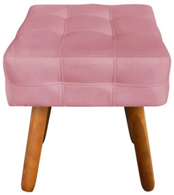 Puff Banqueta Decorativo Pé Palito de Madeira Elisa Suede Rosê D03 - D'Rossi