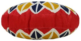 Almofada Redonda Ravi Cheia Indiana em Tons Vermelho 40x40cm - ARI-0323