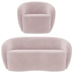 Sofá 3 Lugares Living 180cm e 1 Poltrona Giratória Garbin Z08 Veludo R