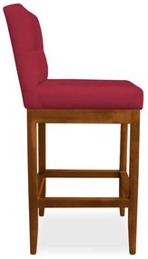 Kit 2 Banquetas Valencia Base de Madeira Maciça Veludo Vermelho