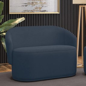 Sofá 2 Lugares Namoradeira Orgânica para Sala Malu Suede M11 - D'Rossi - Azul Marinho