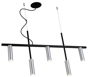 Pendente Platinum Linear 3,8X44,5X85Cm 5Xmr11 - Usina 16930/85 (PT / FN-F - Preto Texturizado / Fendi Fosco)