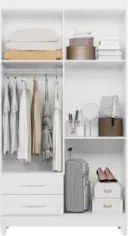 Guarda Roupa Solteiro 103cm com Espelho Dony Flex A02 Branco - Mpozena