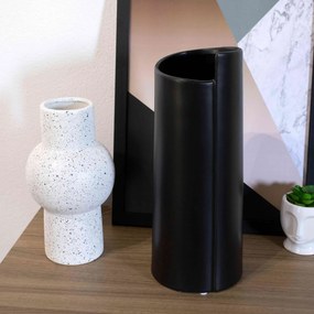 Vaso Decorativo Cilíndrico em Cerâmica Branco 24x11 cm - D'Rossi