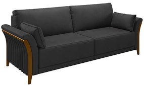 Sofá Decorativo 3 Lugares 222cm Market PU Preto G45 - Gran Belo
