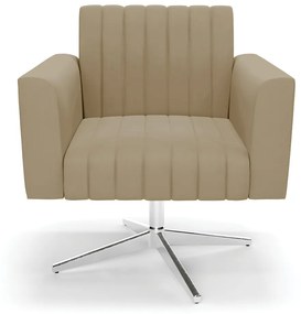 Poltrona Giratória Viena Gomada Suede Marrom Rato Base Cromada - D'Rossi