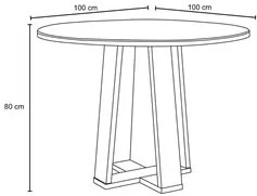 Mesa De Jantar Redonda 4 Lugares 100cm Ella N02 Ypê/Preto - Mpozenato