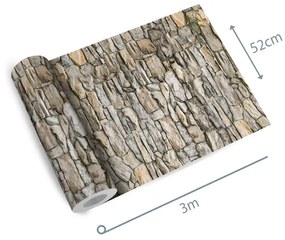 Papel de parede adesivo pedra cinza marrom e amarela
