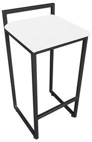 Banqueta Pietra Suede Base Preto - Branco