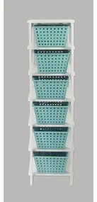Organizador  6 Cestos Branco com cestos verdes Organizer Woodyou
