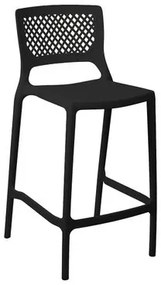 Banqueta Alta para Cozinha Preta Empilhável Vênus em Polipropileno Acrilys