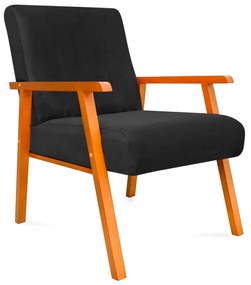Poltrona Decorativa Alexa Braça de Madeira Suede Preto - Sheep Estofados